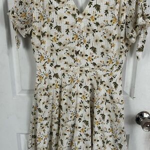 R&K Cream Floral Midi Dress